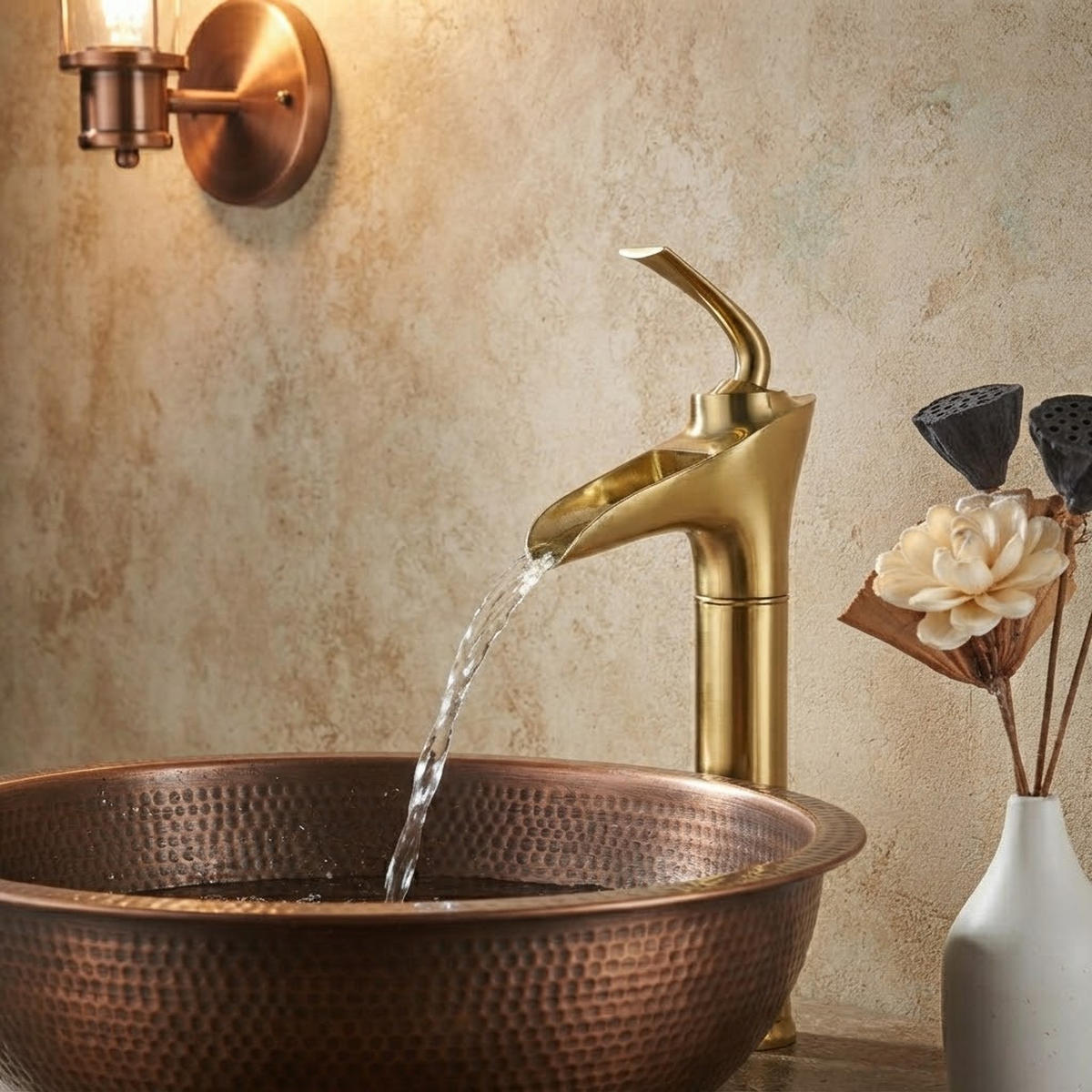 BADEZIMMERARMATUR, 32 x 14 cm, gold - Goldfarben, Metall (37/7/22cm) - Vallsero