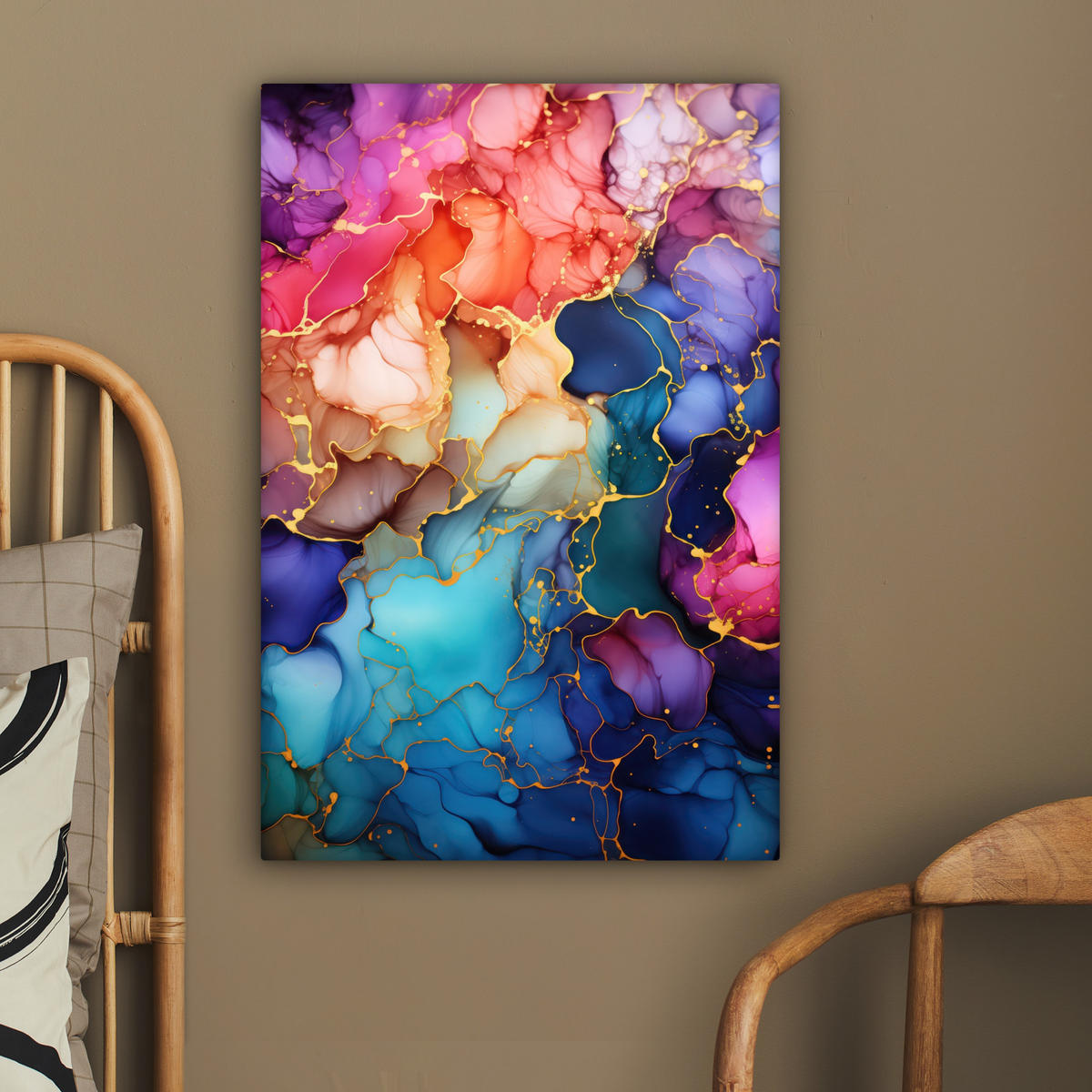 LEINWANDBILD Marmor - Bunt - Abstrakt 60x90 cm - Multicolor, Textil (60/90cm) - MuchoWow