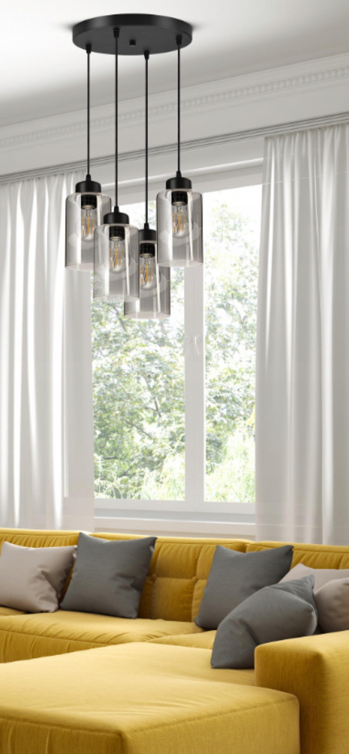PENDELLEUCHTE TUBE - Transparent/Schwarz, Glas/Metall (30/30/80cm) - kiki design