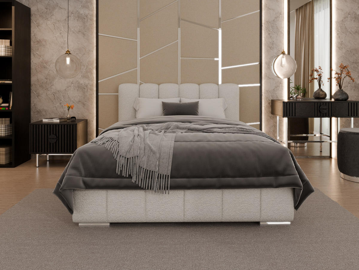 POLSTERBETT Zaira 140x200cm – Elegantes Polsterbett für modernen Wohnstil , Federkernmatratze Bonnel (18cm), cappuccino - Cappuccino, Holz - Panda Möbel
