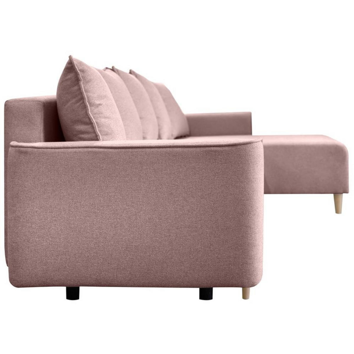 ECKSCHLAFSOFA Willow rosa - Rosa, Textil (225/150cm) - Beautysofa