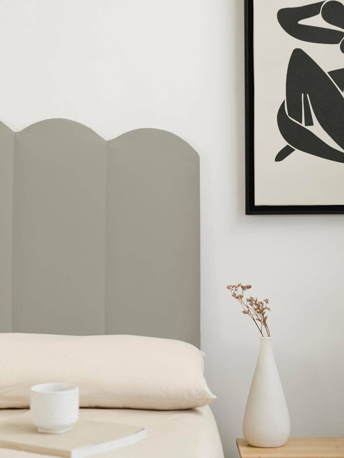 KOPFTEIL aus Graues Samt 160/74/3 cm SHELL - Grau, Textil (160/74/3cm) - RNT By Really Nice Things