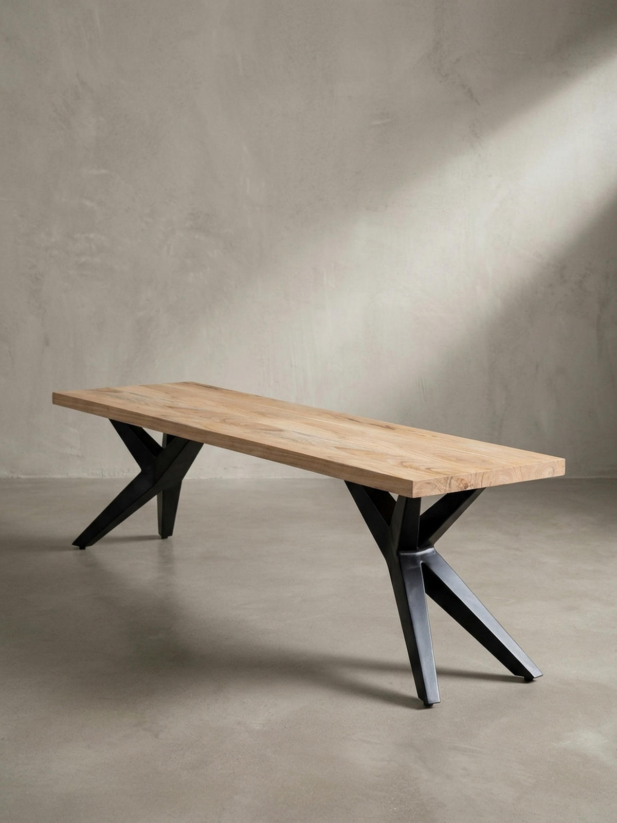 ESSZIMMERBANK Massivholz Metall Loft-Stil, Akazie 120x45x45 cm - Schwarz/Braun, Holz/Metall (120/45/45cm) - KADIMA DESIGN