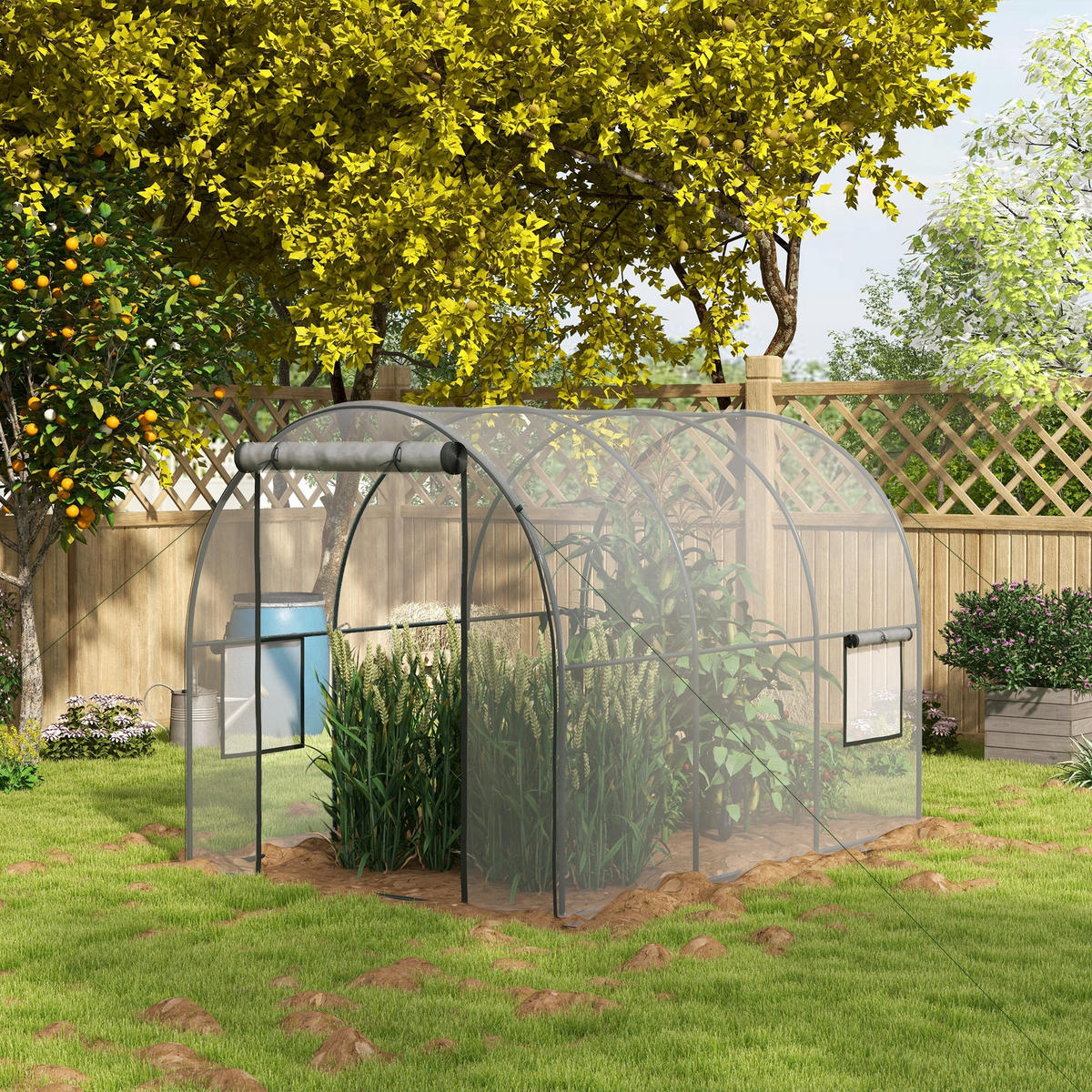 GEWÄCHSHAUS DE-11964 mit Tür & 2 Fenstern Transparent - Transparent, Kunststoff (200/200/300cm) - ComfortXL
