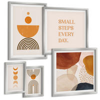 BILDER SET 5er Set - 50x50 cm & 20x30 cm & 40x60 cm Silberner Rahmen - Boho-minimalistische Dekorationen - Silberfarben, Kunststoff (40/60cm) - TULUP