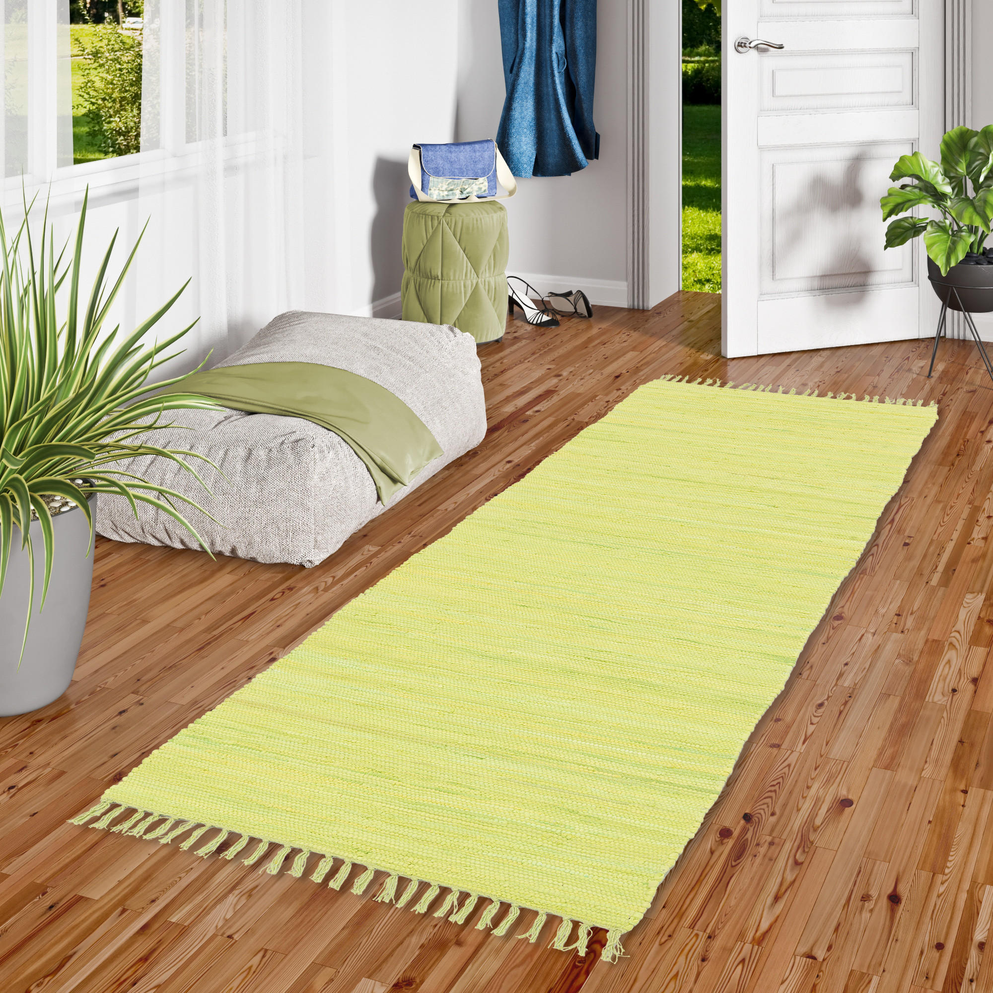 BAUMWOLLE NATUR TEPPICH LÄUFER JOLLY COTTON - Limette, Textil (90/160cm) - Pergamon