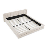 POLSTERBETT 140/200 cm DE-03776, mit Chenillestoff und Rückenlehne, in Beige - Beige, Holz (140/200cm) - ComfortXL