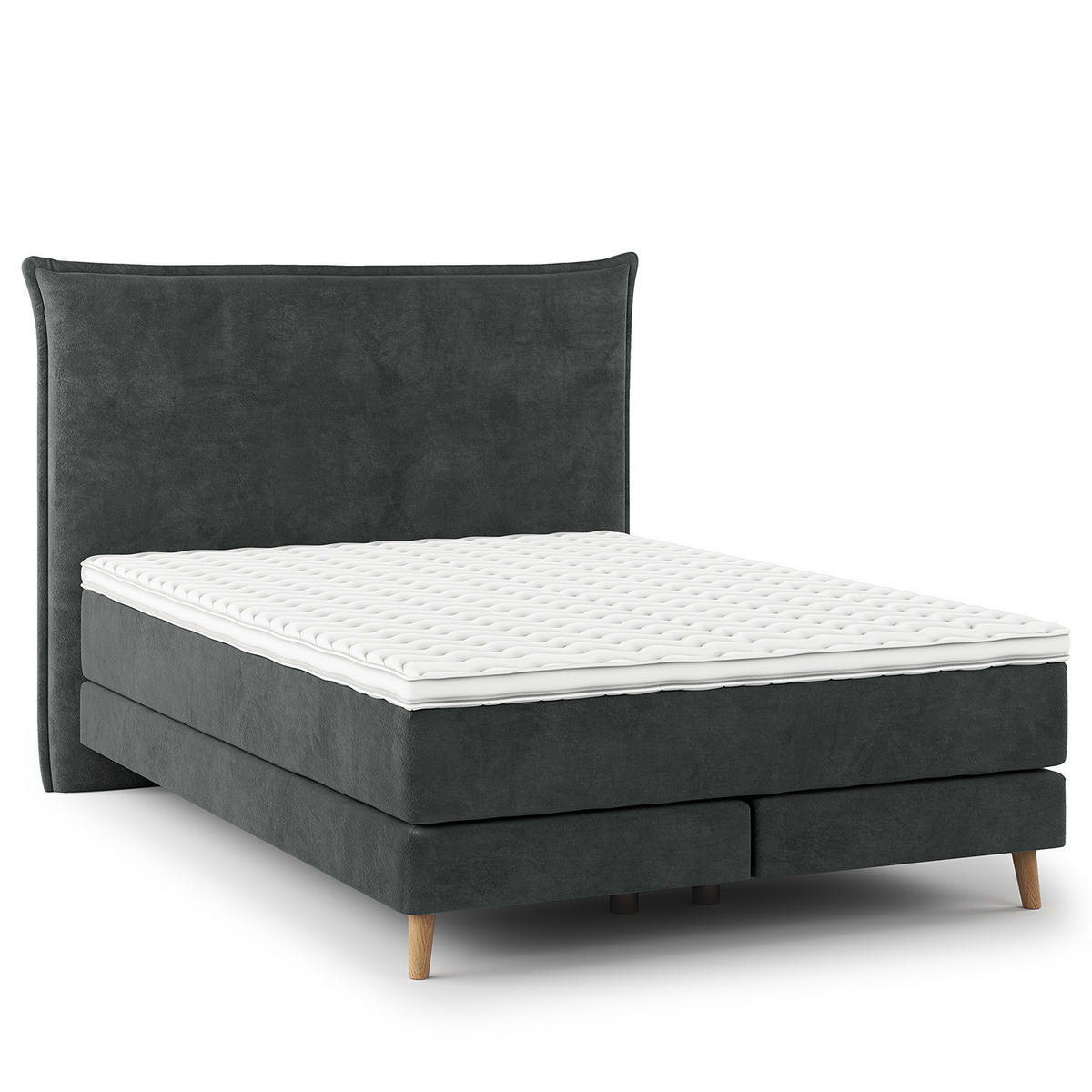BOXSPRINGBETT - Klassisch - Dunkelblau, Holz (140/200cm) - home24