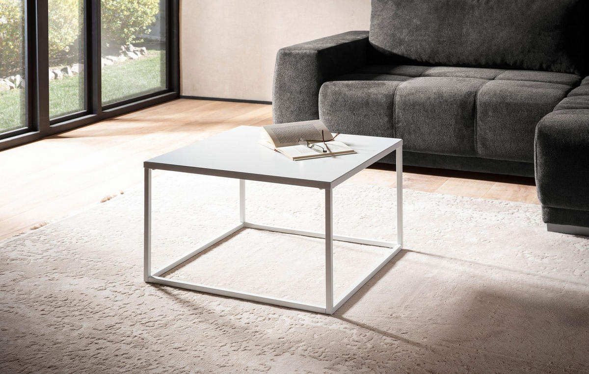 COUCHTISCH Weiß Metall Industrial 60x60x40 cm, Quadratisch - Weiß, Metall (60/60/40cm) - KADIMA DESIGN