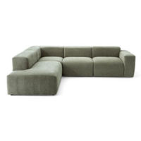 4-SITZER modulares Ecksofa HEAVEN SET 2 Links, Breite 300 cm Webstoff Grün - Schwarz/Grün, Holz/Kunststoff (300/245cm) - Muffo
