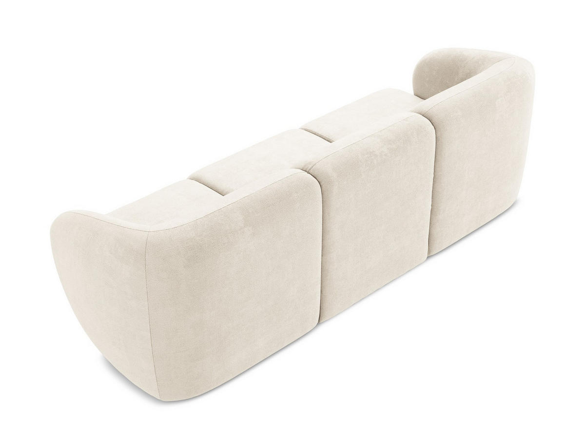 3-SITZER SOFA Chenille Stoff Beige - Creme/Schwarz, Holzwerkstoff/Kunststoff (244/75/94cm) - Makamii