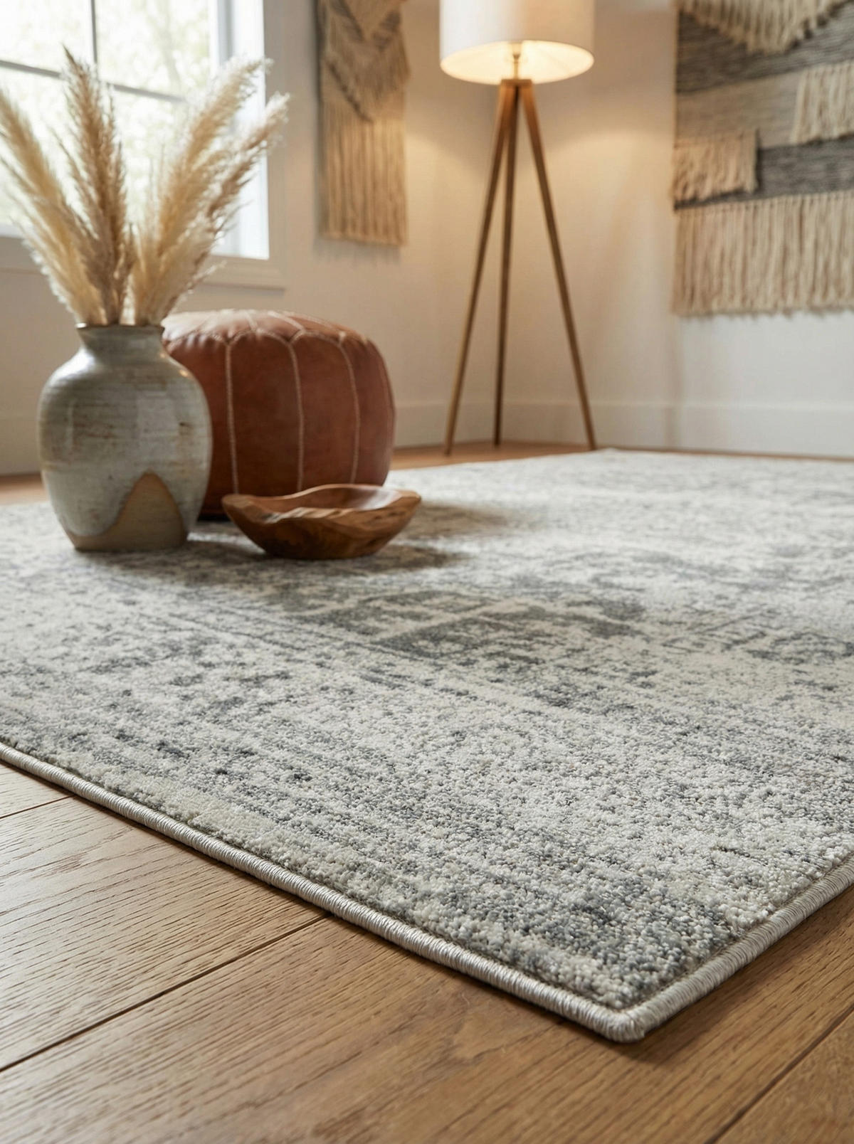 TEPPICH Kunstfaser kurzflor vintage orientalisch LODI-Lambro, Silbergrau 120x170 cm - Grau, Textil (120/170cm) - KADIMA DESIGN