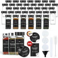 GEWÜRZGLÄSER 36er Set 120ml Glas mit Streueinsatz und Etiketten - Schwarz, Glas (4.5/10.5/4.5cm)