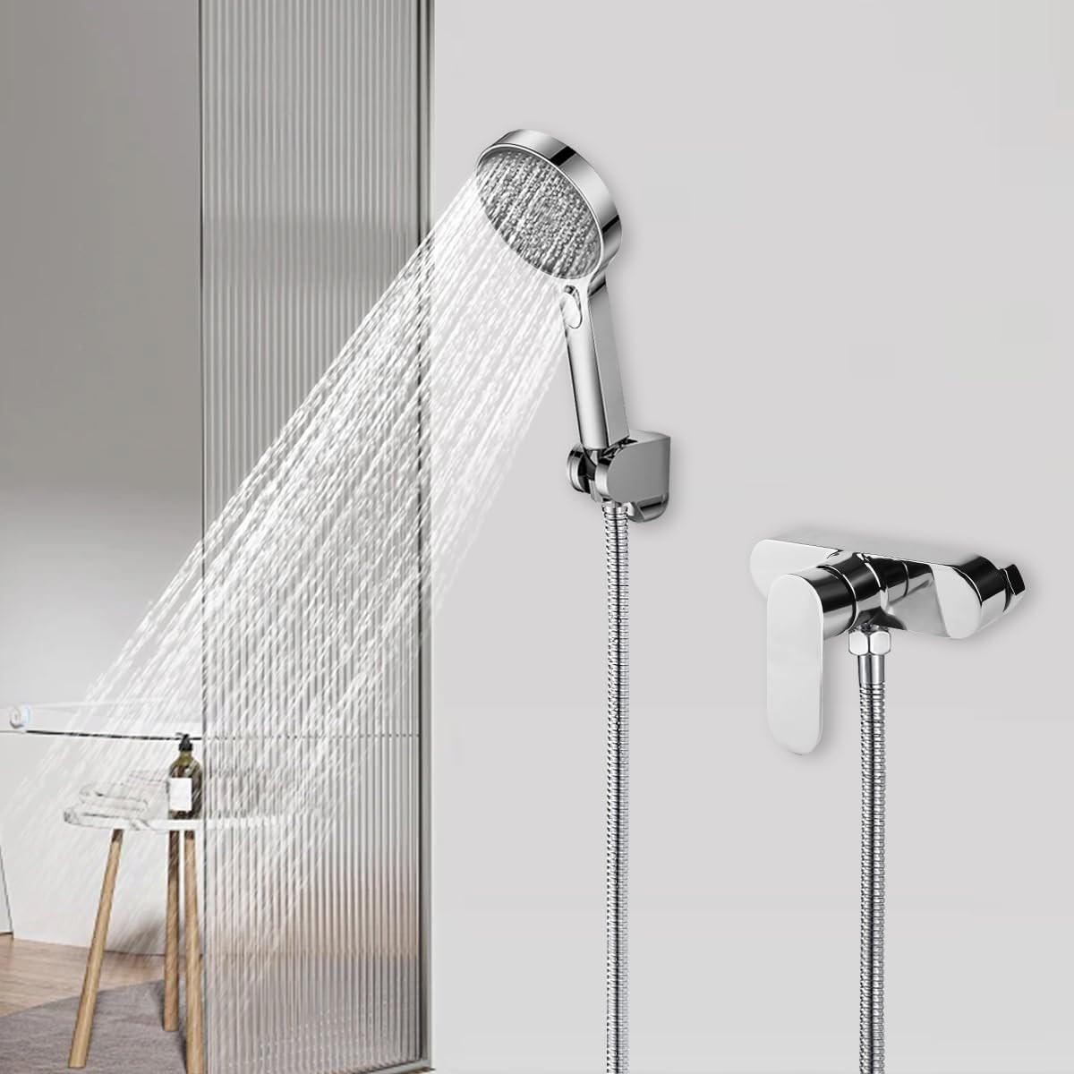 WANNENARMATUR zur Wandmontage, G1/2 Gewindeanschluss für flexiblen Schlauch - Silberfarben, Metall (11/6/15cm) - BELZ