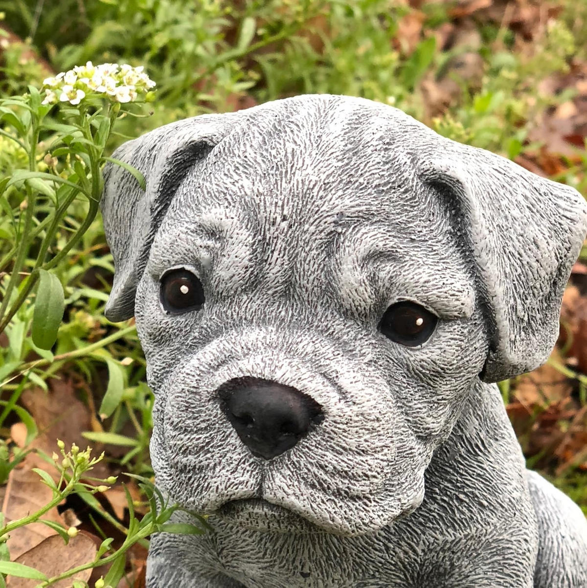 STEINFIGUR Boxer Welpe, frostfest, massiver Steinguss - Grau, Stein (12/16/16cm) - stoneandstyle