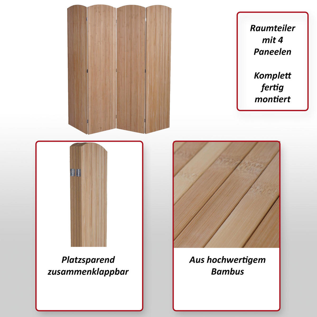 PARAVENT Braun - Braun, Holz (162/170/2cm) - MCW