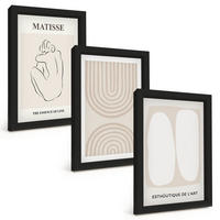 BILDER SET 3er Set - 20x30 cm Schwarzer Rahmen - Stilvolle minimalistische Linien - Schwarz, Kunststoff (20/30cm) - TULUP