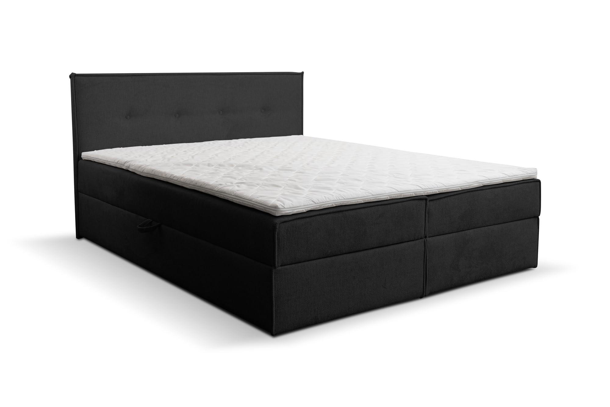 BOXBETT CALIDO mit zwei Bettkästen H2/H3 Matratze und Topper 160 x 200 cm - Schwarz, Holzwerkstoff (160/200cm) - VENASI MÖBEL