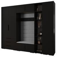 GARDEROBEN-SET 236,7/290/47 - Schwarz/Grau, Holz/Kunststoff (290/236.7/47cm) - Abiks Möbel