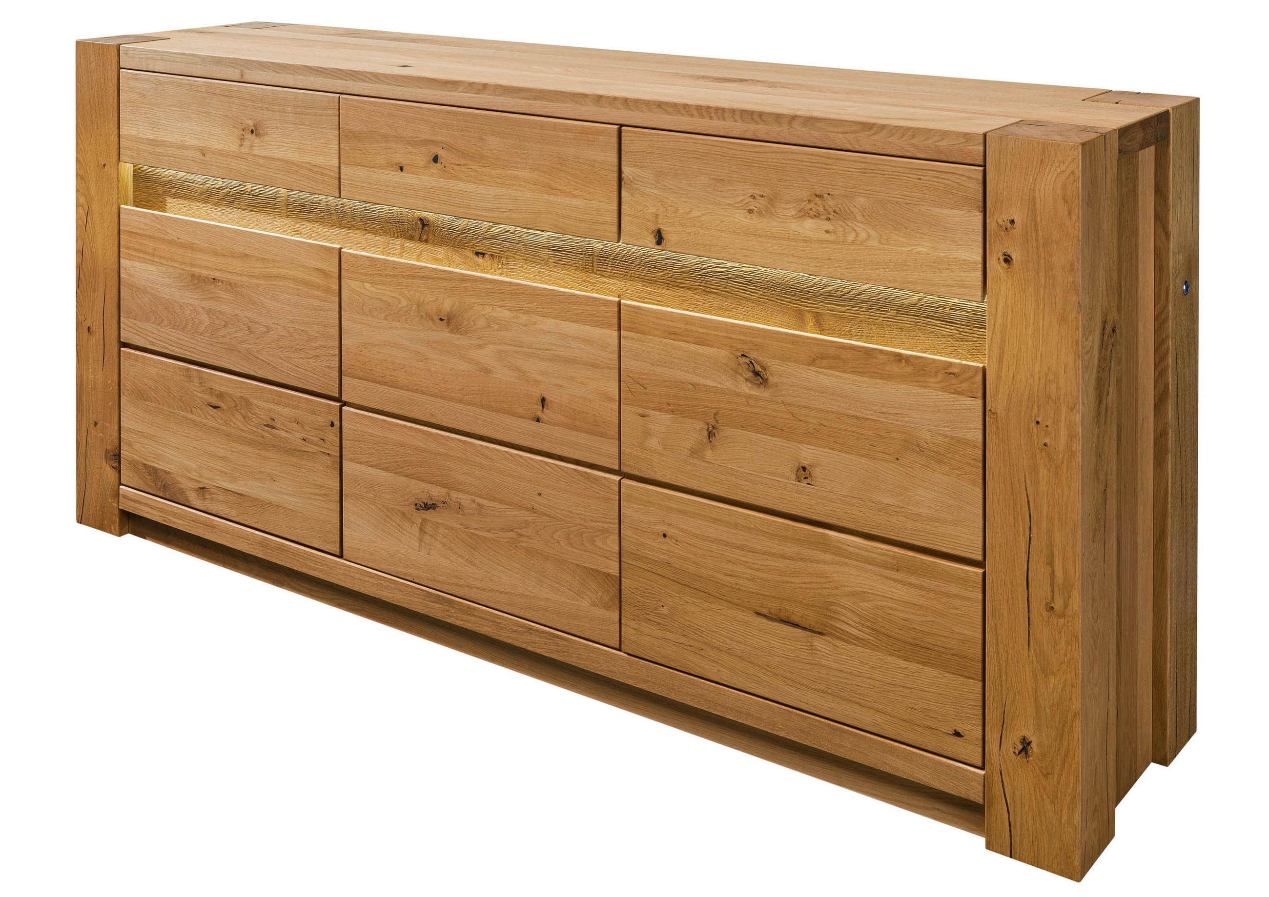SIDEBOARD Wildeiche 173x40x85 braun geölt KENT #308 - Braun, Holz (173/85/40cm) - Massivmoebel24
