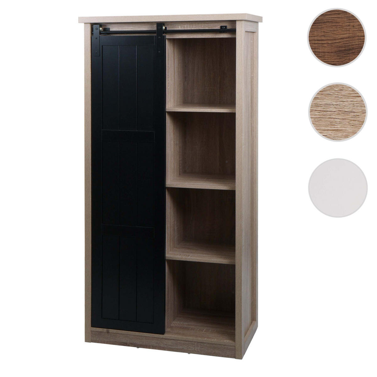 SCHRANK Buche Dekor, Schwarz - Buchefarben/Schwarz, Holz (76/163/38cm) - MCW
