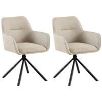 ARMLEHNENSTUHL 2er Set Stoff Taupe - Taupe/Schwarz, Textil/Metall (58/84/59cm) - CLP