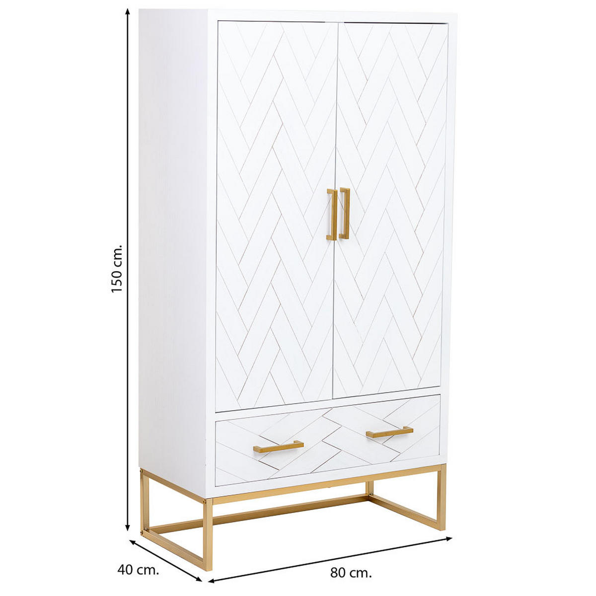 KLEIDERSCHRANK mit 2 türiger aus holz und metall 80x40x150 cm - Weiß, Holz (80/150/40cm) - Wanderlust