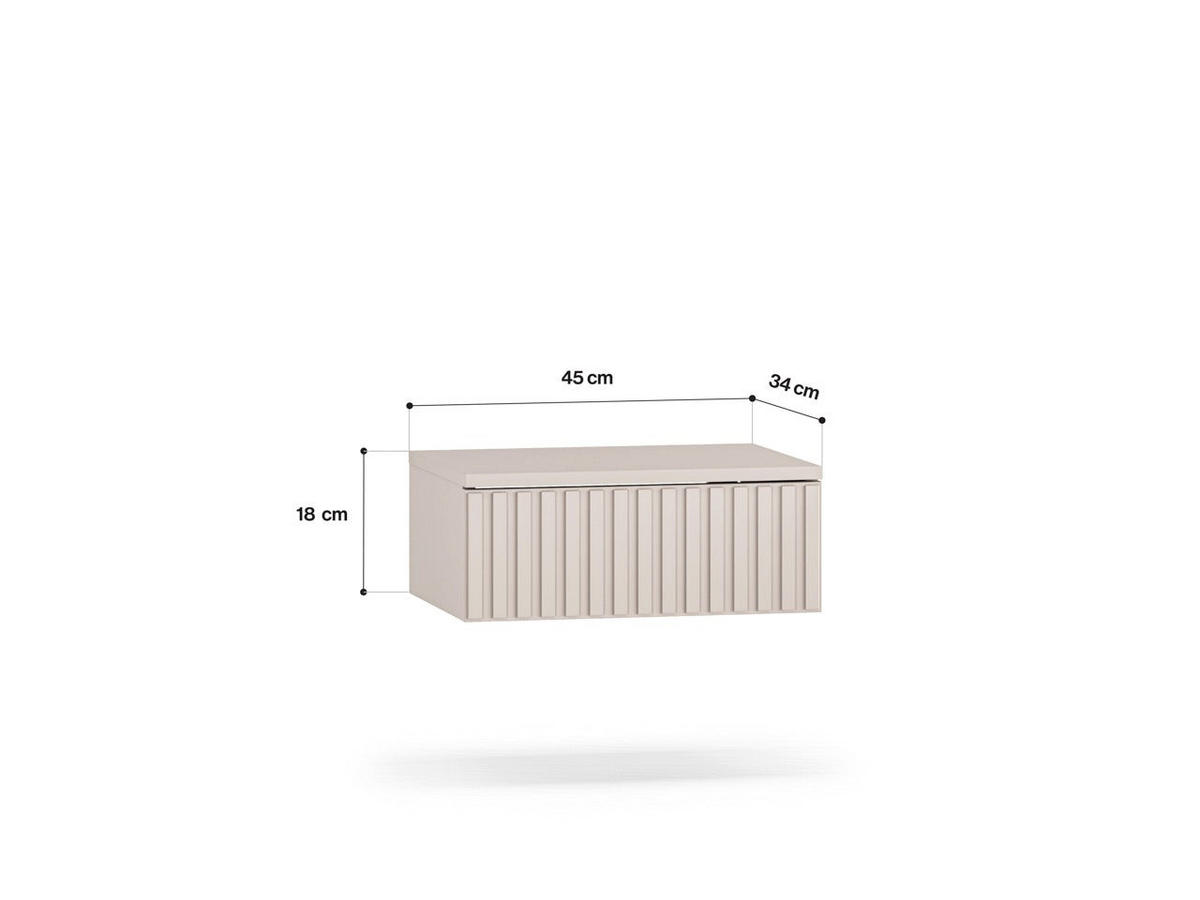 NACHTTISCH – 45 cm – Sophie – Kaschmir / Eichefarben - Kaschmir/Eichefarben, Holzwerkstoff (45/18/34cm) - hi-markt