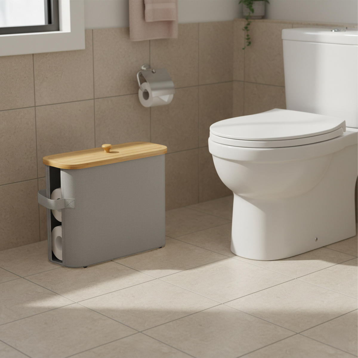 TOILETTENPAPIER-AUFBEWAHRUNG - Grau, Holz/Kunststoff (45/33/16cm) - Relaxdays