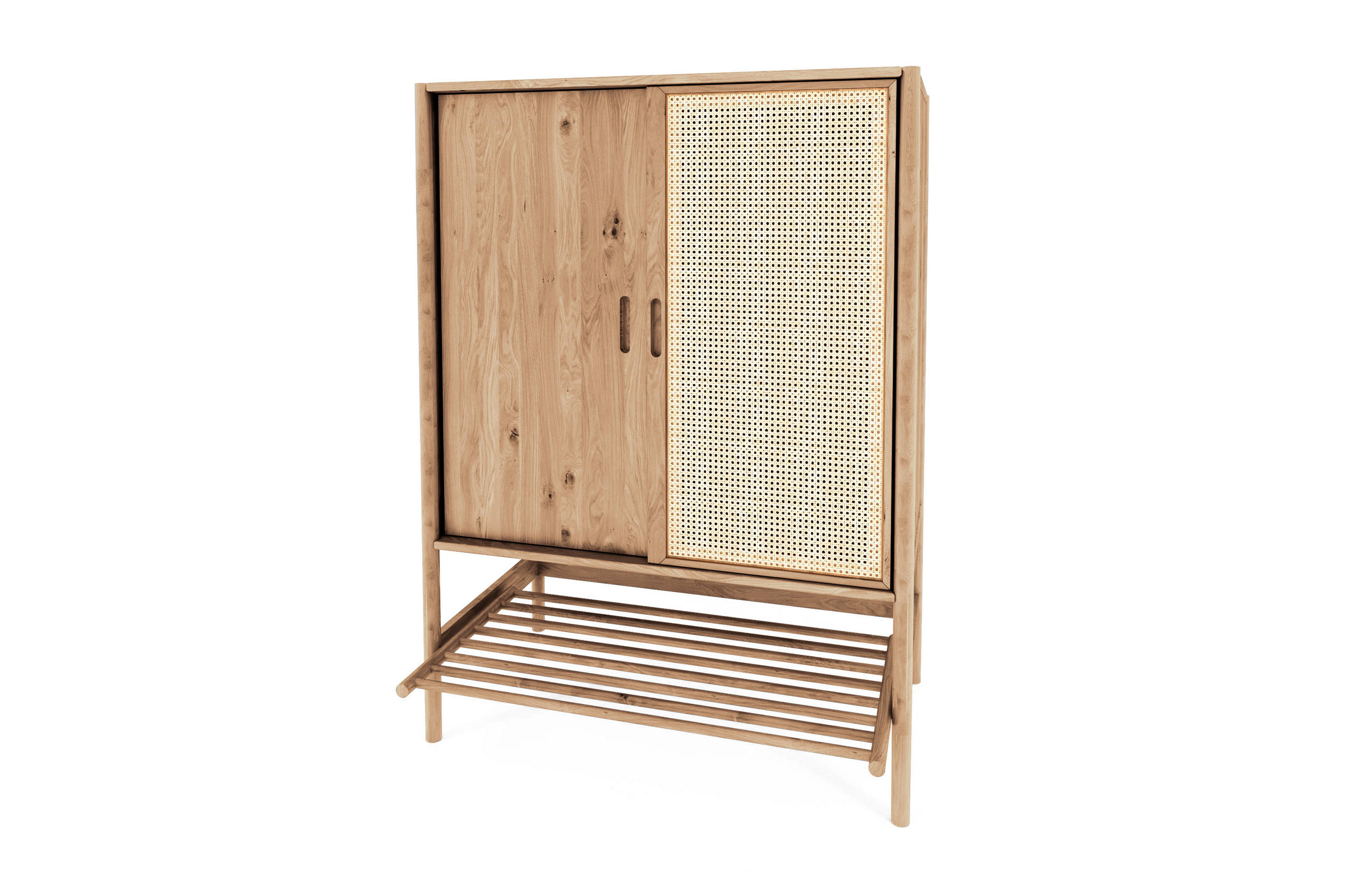 KOMMODE mit REGAL INA Wildeiche - Eiche Bianco, Holz (108/150/46cm) - byoak