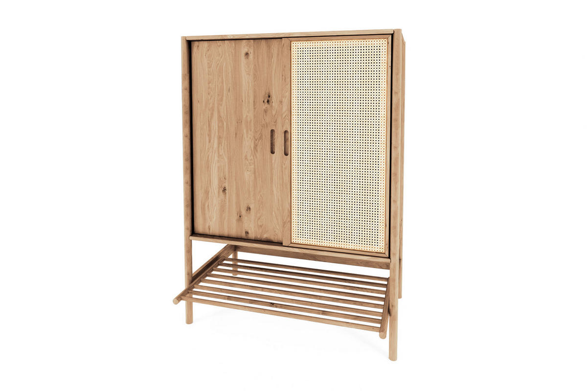 KOMMODE mit REGAL INA Wildeiche - Eiche Bianco, Holz (108/150/46cm) - byoak