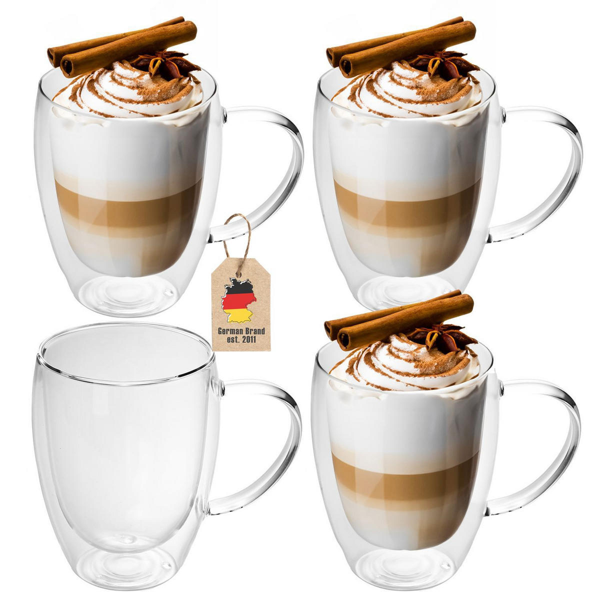 KAFFEEGLAS 250 ml (4er-Set) - Transparent, Glas - Intirilife