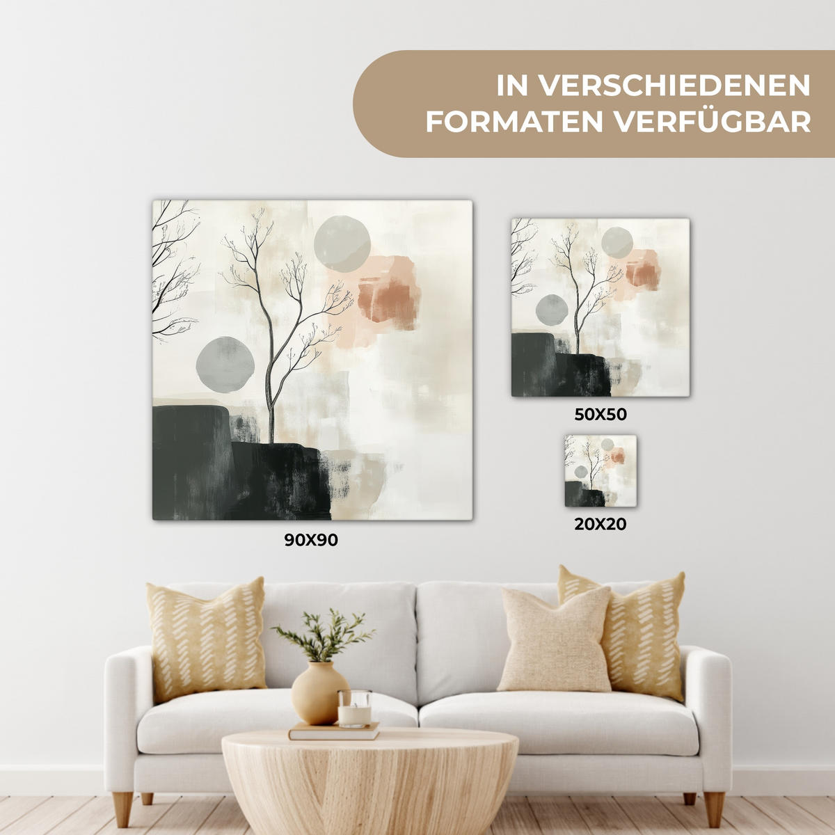 LEINWANDBILD Wabi sabi - Beige - Pflanze 50x50 cm - Sandfarben, Textil (50/50cm) - MuchoWow