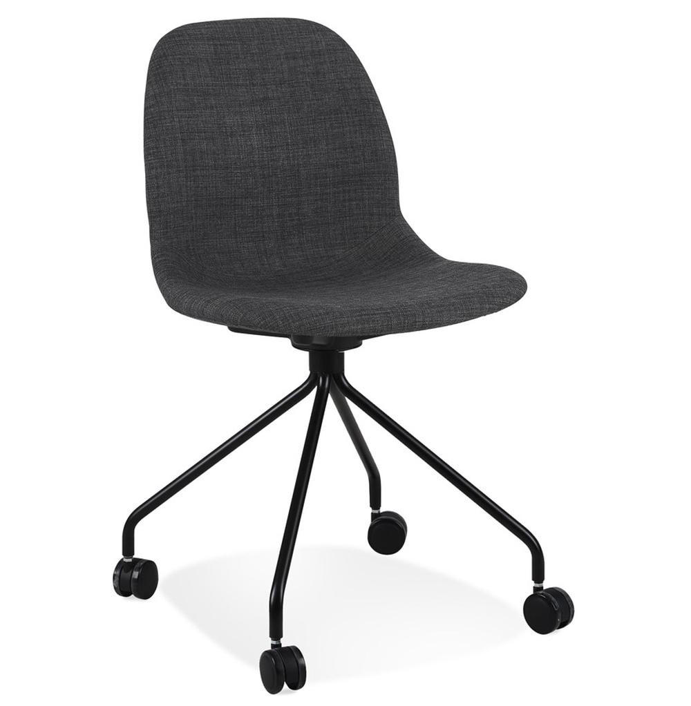 DREHSTUHL Stoff mit ergonomischer Form, Rollen und 360° Drehfunktion CERANO, Anthrazit 46x49x86 cm - Anthrazit/Schwarz, Textil/Metall (46/86/49cm) - KADIMA DESIGN