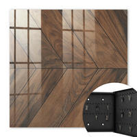 SCHLÜSSELBOX Schwarz 30x30 cm- Türöffnung nach rechts - Holz-Fischgrätmuster - Braun, Metall (30/30/5cm) - TULUP