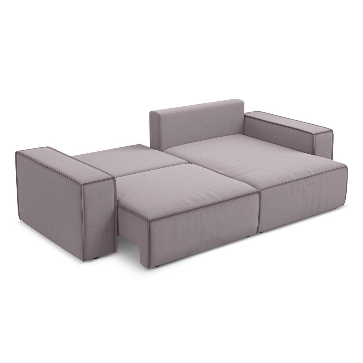 ECKSOFA mit Schlaffunktion Samt Stoff Violett - Lila/Flieder, Kunststoff/Textil (257/148cm) - LaMiaSofa