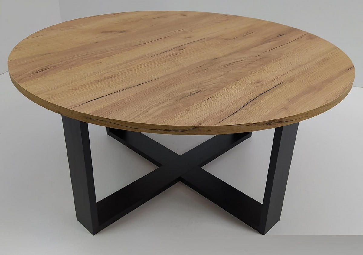 COUCHTISCH rund Eiche Gold Schwarz 86x42 cm - Eichefarben/Schwarz, Holzwerkstoff (86/86/42cm) - designimpex