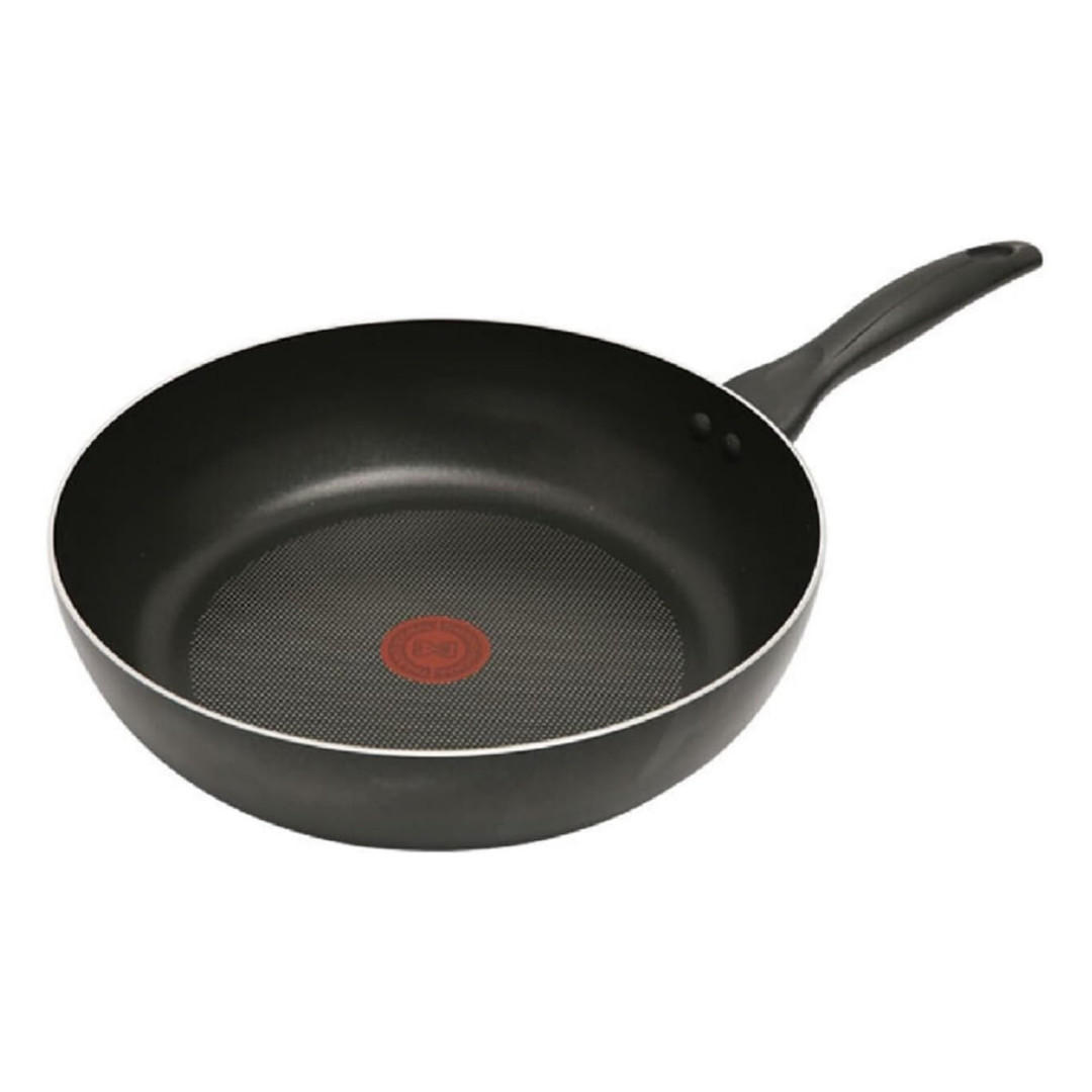 WOKPFANNE Cook & Clean 28 cm Schwarz Antihaftbeschichtung hoher Rand Thermo-Signal - Schwarz, Kunststoff/Metall (28cm) - Tefal