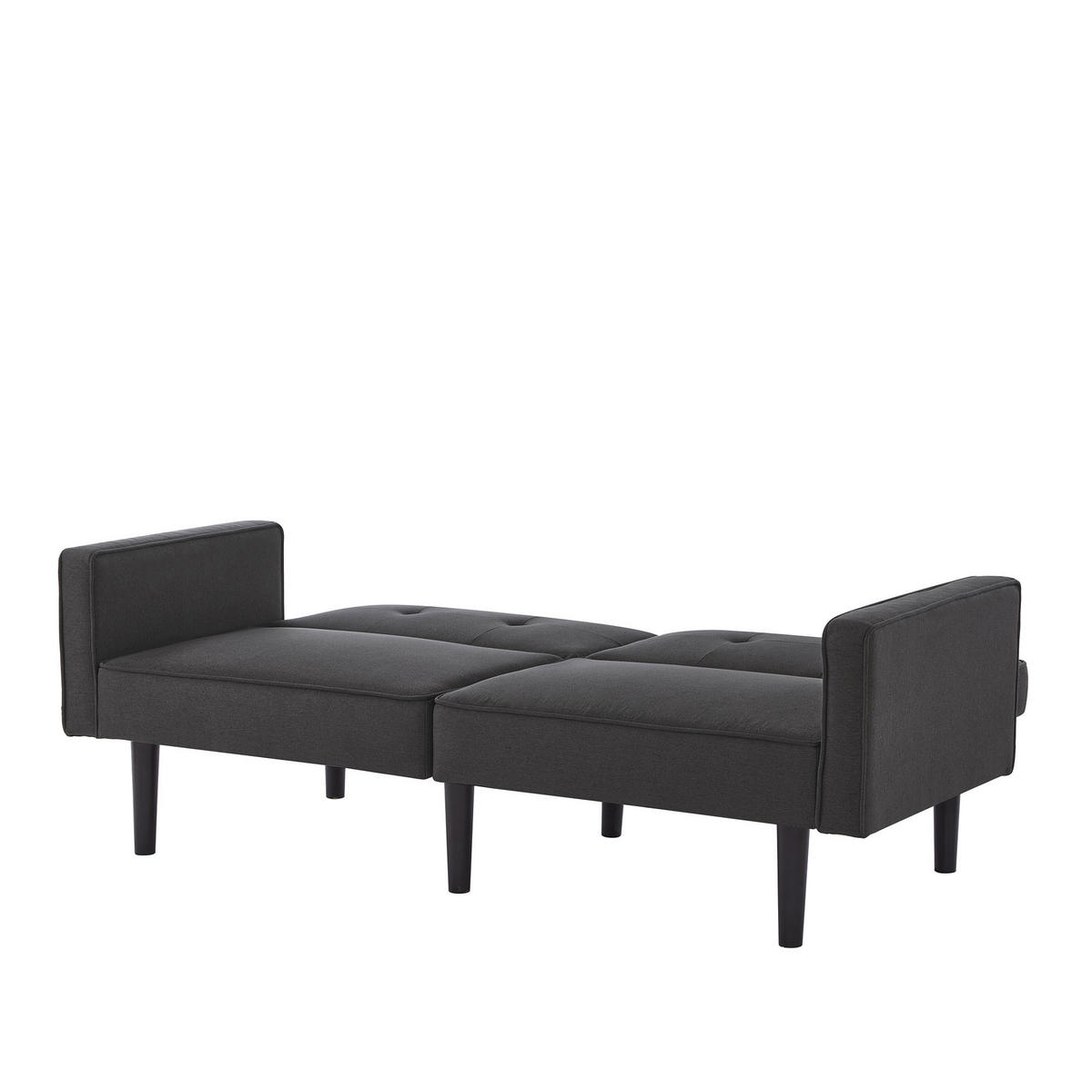 SCHLAFSOFA 2-in-1 mit unabhängig verstellbaren Rückenlehnen Baumwoll-Leinen Antique Black 160/90/42 cm - Schwarz, Kunststoff (176/74/76cm) - OKWISH