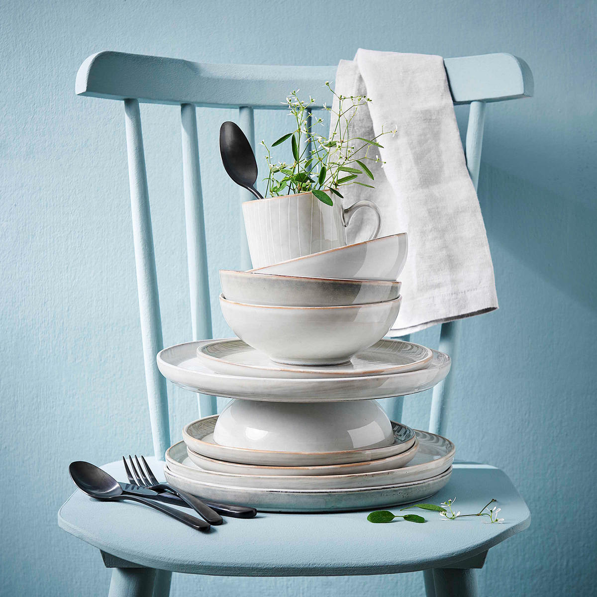 TELLER (4er Set) Henley - Grau, Keramik (22/22/2cm) - Butlers