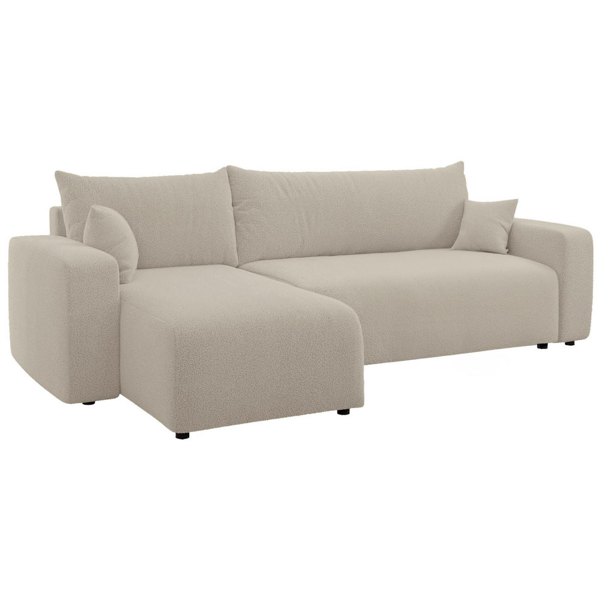 ECKSOFA Pianoni Hellbeige Bouclé-Bezug - Ecru/Schwarz, Kunststoff/Textil (244/140cm) - Selsey