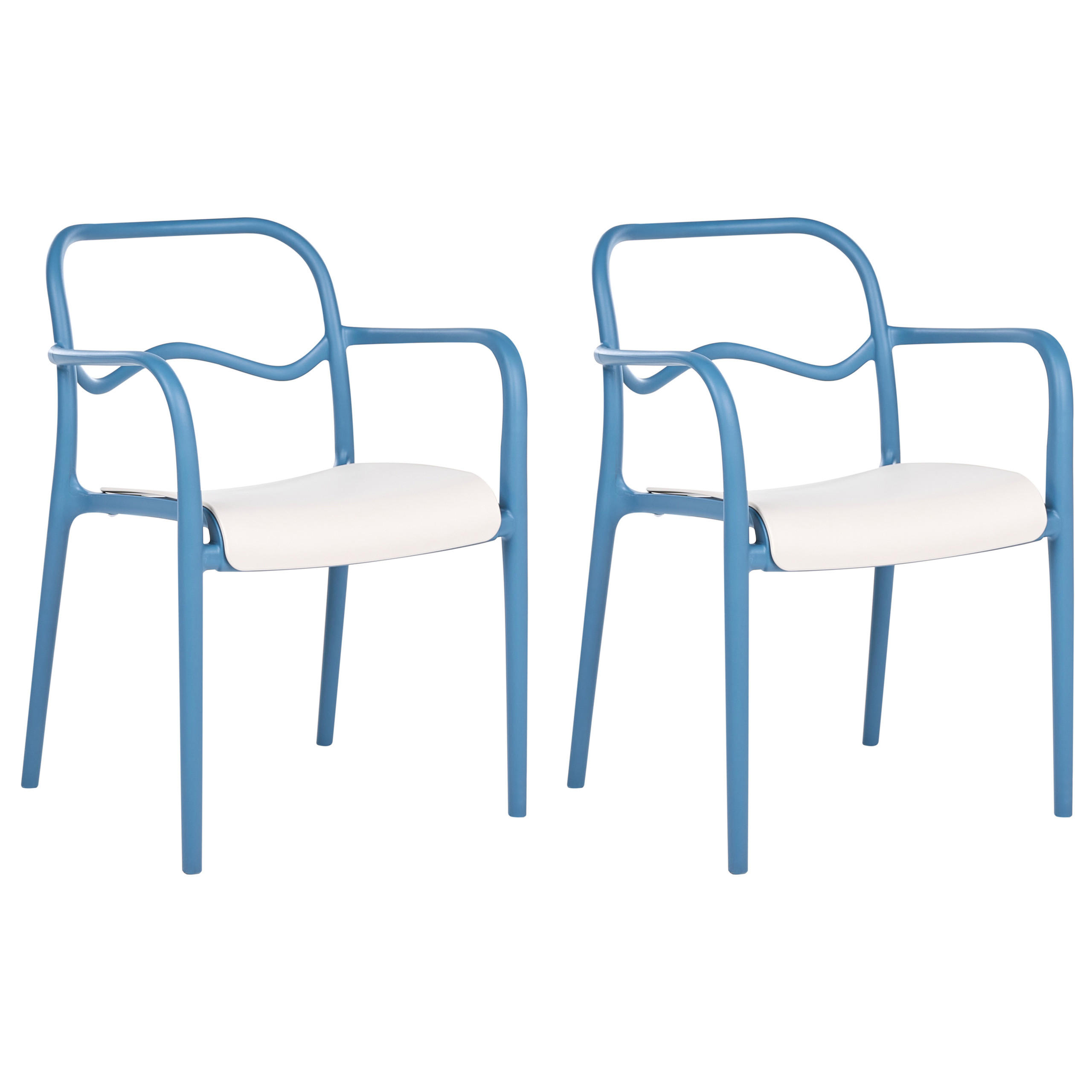GARTENSTUHL 2er Set Kunststoff Blau Thasos - Blau, Kunststoff (57/80/57cm) - Beliani