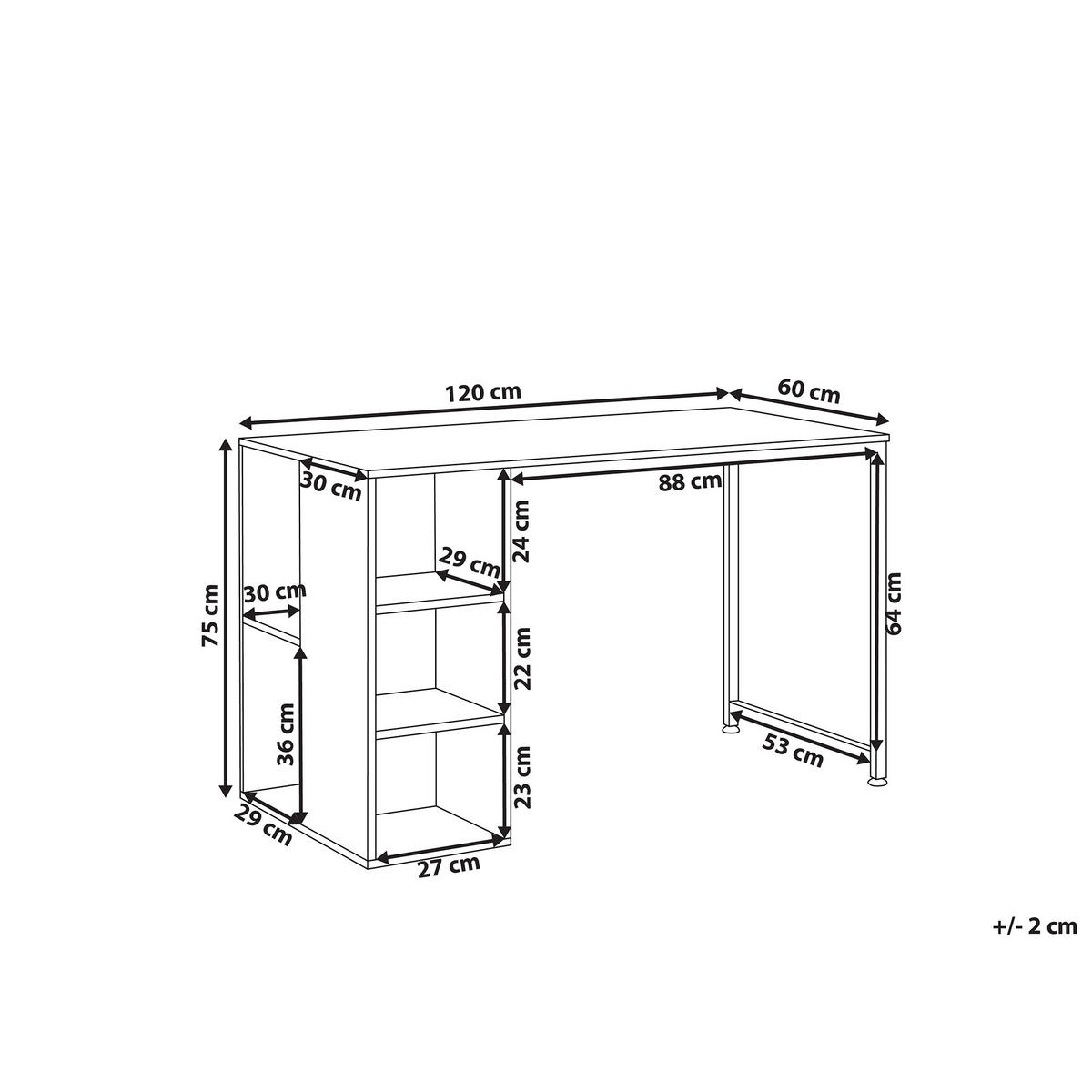 SCHREIBTISCH weiß/dunkler Holzfarbton 120/60/75 cm Dese - Dunkelgrau, Holzwerkstoff (60/120/75cm) - Beliani