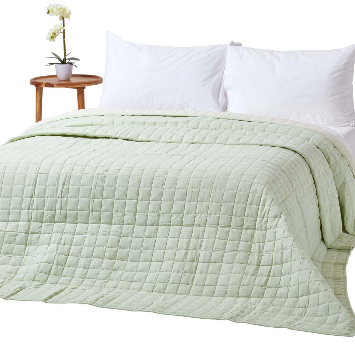 TAGESDECKE gesteppt mit Wende-Design, 150/200 cm - Salbeigrün, Textil (150/200cm) - Homescapes