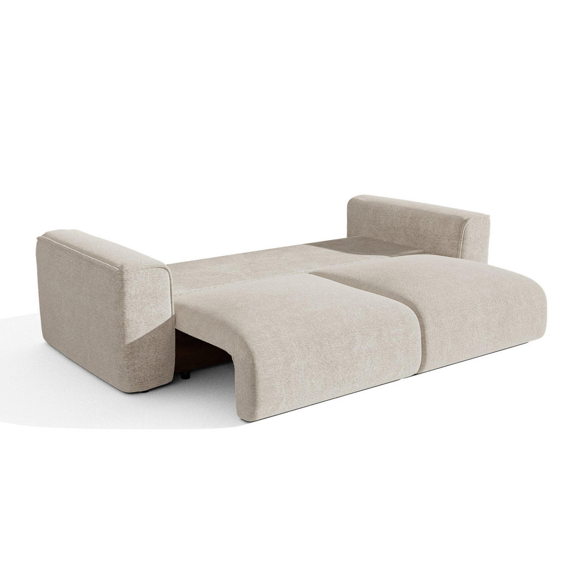 SCHLAFSOFA mit Stauraum COMO Bouclé-Stoff Beige 254cm - Beige, Textil (254/78/95cm) - Premium Interiors