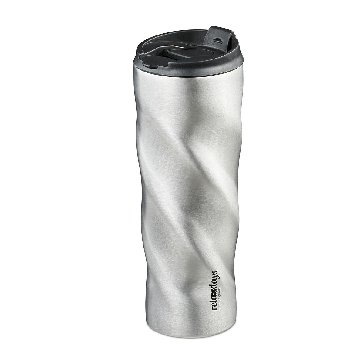 THERMOBECHER - Silberfarben, Kunststoff/Metall (0.5L) - Relaxdays