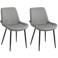 STUHL 2er Set Samt grau - Schwarz/Grau, Textil/Metall (51/80/60cm) - CLP