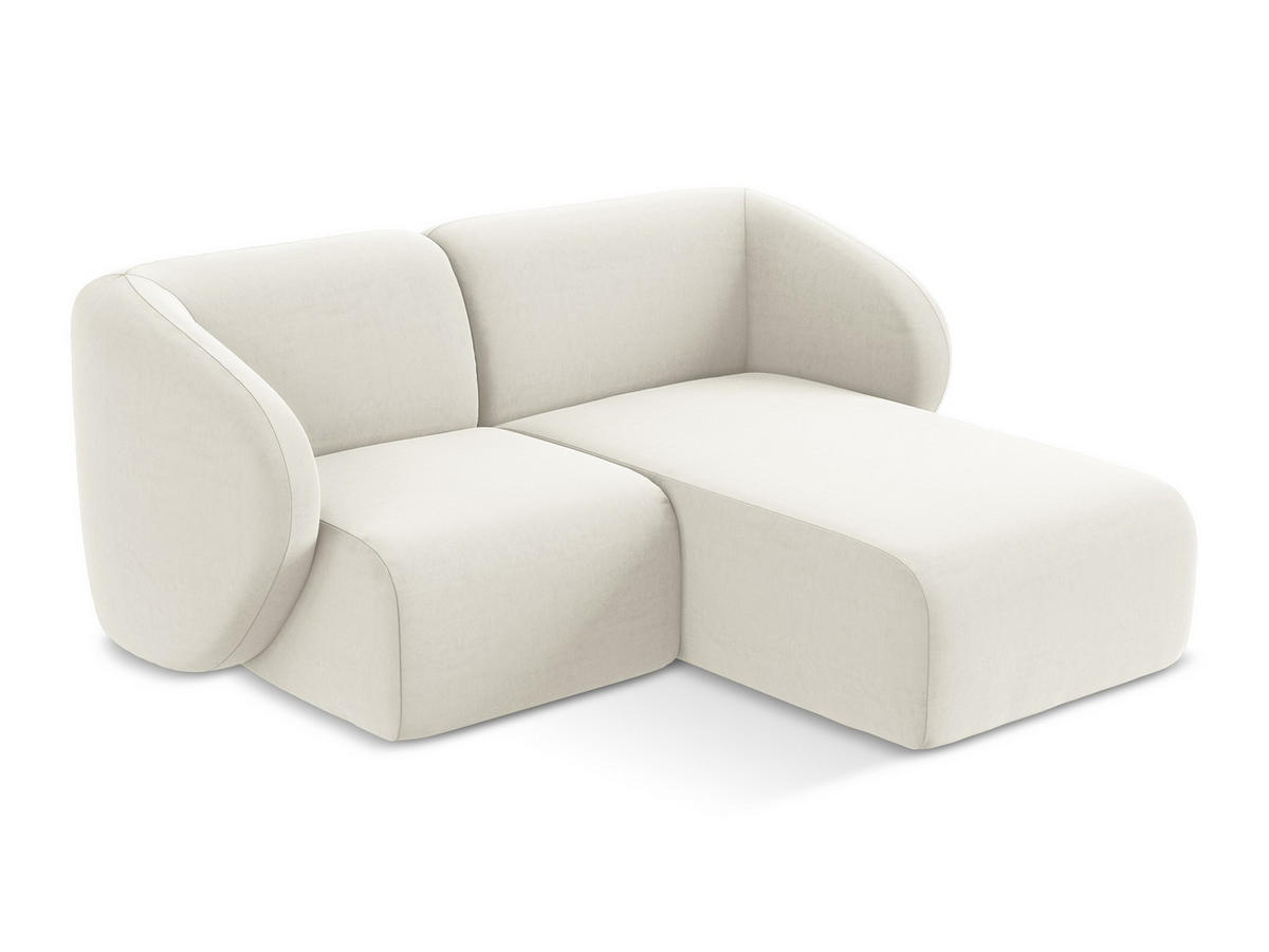 ECKSOFA Rechts Samt Stoff Beige - Creme/Schwarz, Holzwerkstoff/Kunststoff (178/166cm) - Makamii
