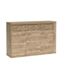 SIDEBOARD BALESTRAND N8 Dekorative Front Eiche - Eichefarben/Silberfarben, Glas/Holzwerkstoff (147/99/41cm) - Komodee