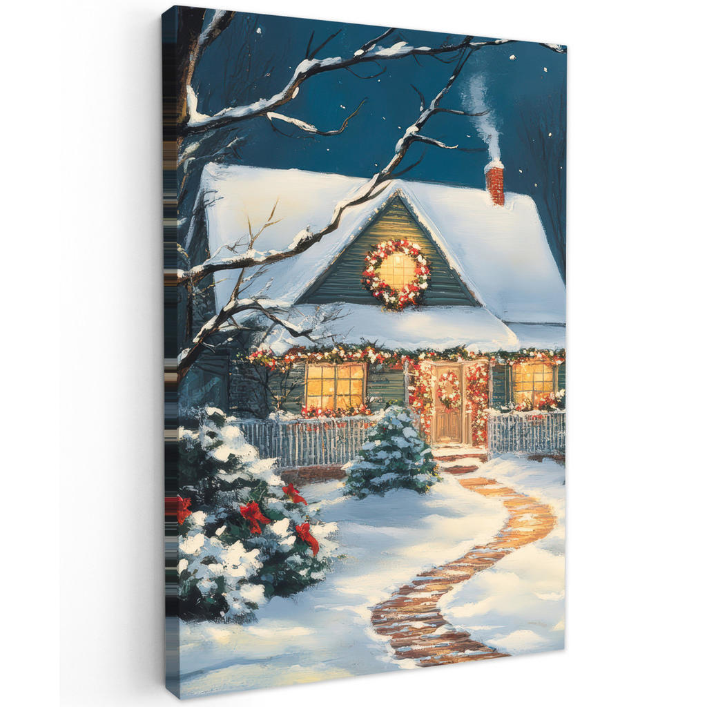 MuchoWow OBRAZ NA PLÁTNĚ Vánoce - Vánoční stromek - Zima - Domov - Sníh 20x30 cm